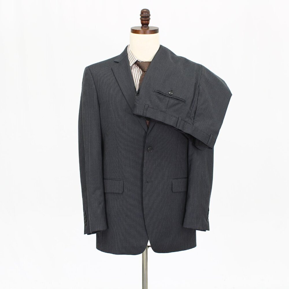 Jones New York 40L 34x32 Gray Striped 2-Button Suit R508